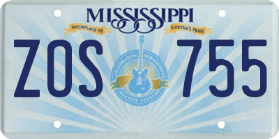 MS license plate ZOS755