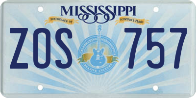 MS license plate ZOS757