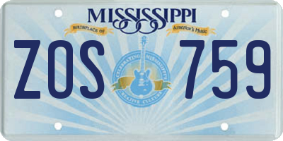 MS license plate ZOS759
