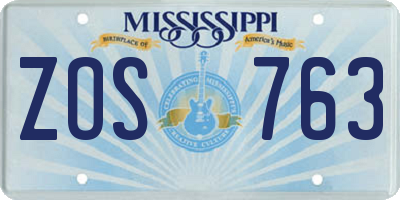 MS license plate ZOS763