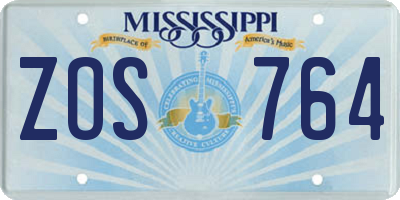 MS license plate ZOS764