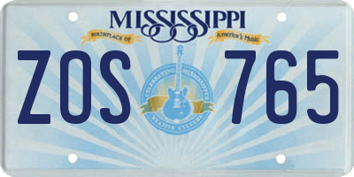 MS license plate ZOS765