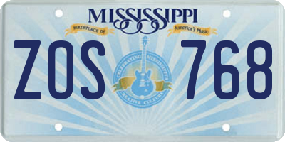 MS license plate ZOS768