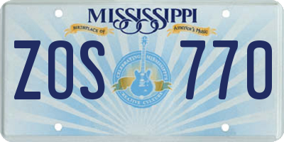 MS license plate ZOS770