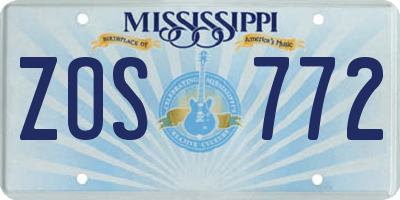 MS license plate ZOS772