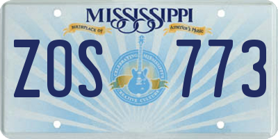 MS license plate ZOS773