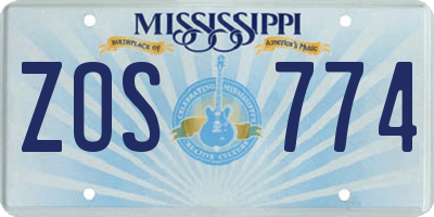 MS license plate ZOS774