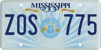 MS license plate ZOS775