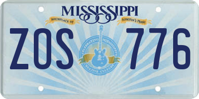 MS license plate ZOS776