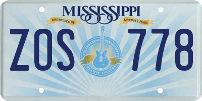 MS license plate ZOS778