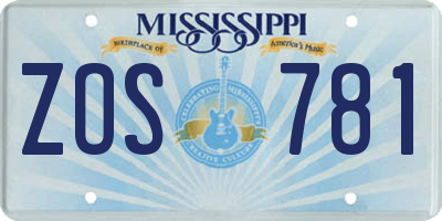 MS license plate ZOS781