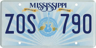 MS license plate ZOS790