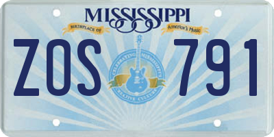 MS license plate ZOS791