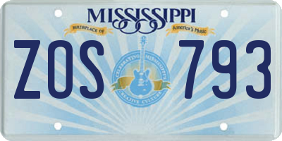 MS license plate ZOS793