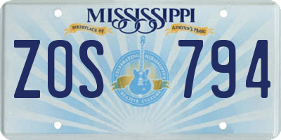 MS license plate ZOS794