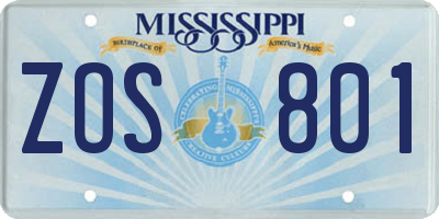 MS license plate ZOS801