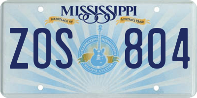 MS license plate ZOS804