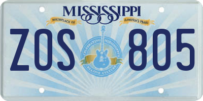 MS license plate ZOS805