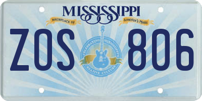MS license plate ZOS806