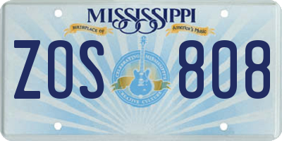 MS license plate ZOS808