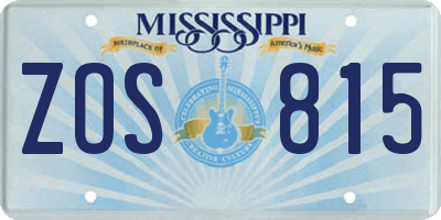 MS license plate ZOS815