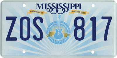 MS license plate ZOS817