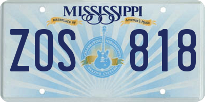 MS license plate ZOS818