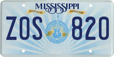 MS license plate ZOS820