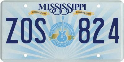 MS license plate ZOS824