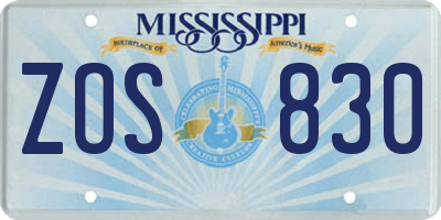 MS license plate ZOS830