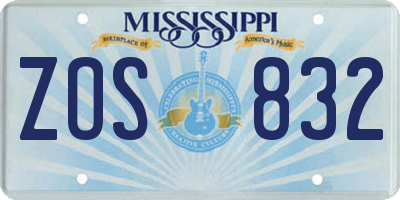 MS license plate ZOS832