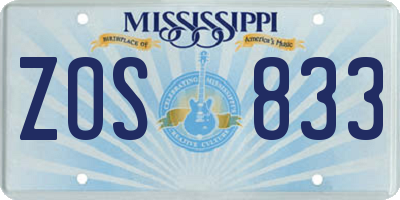 MS license plate ZOS833