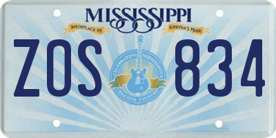 MS license plate ZOS834
