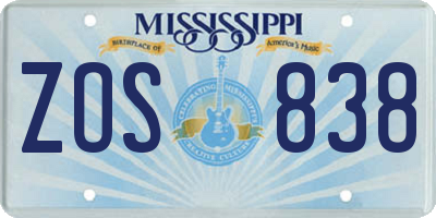 MS license plate ZOS838