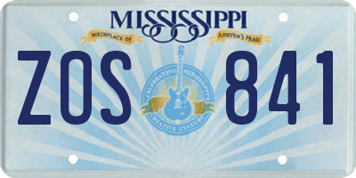 MS license plate ZOS841