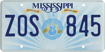MS license plate ZOS845