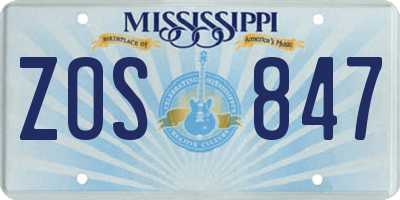 MS license plate ZOS847