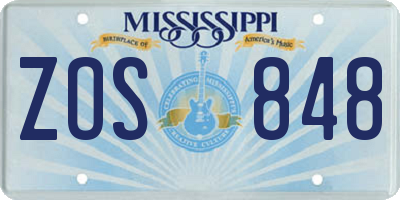 MS license plate ZOS848