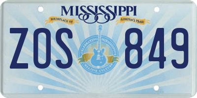 MS license plate ZOS849