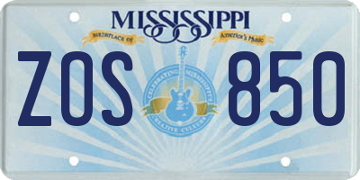 MS license plate ZOS850