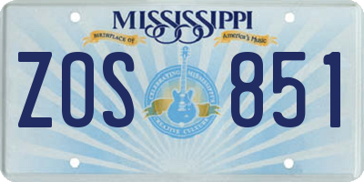 MS license plate ZOS851