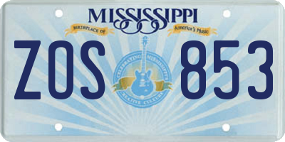 MS license plate ZOS853