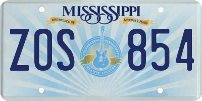 MS license plate ZOS854