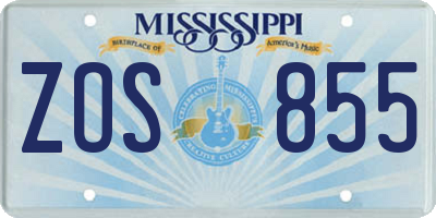 MS license plate ZOS855