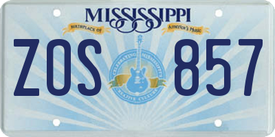 MS license plate ZOS857