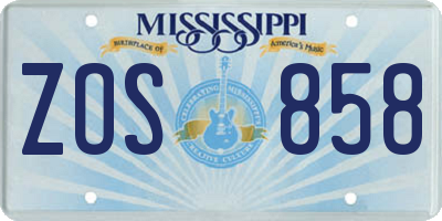 MS license plate ZOS858
