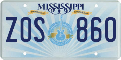 MS license plate ZOS860