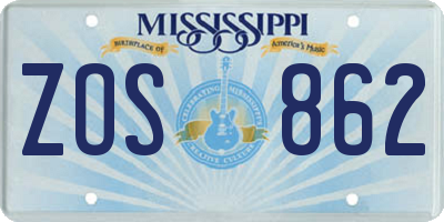 MS license plate ZOS862