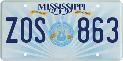MS license plate ZOS863