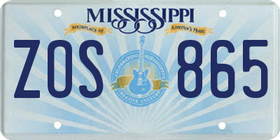 MS license plate ZOS865